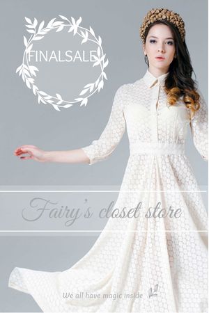 Designvorlage Kleidungsverkauf Frau im weißen Kleid für Tumblr
