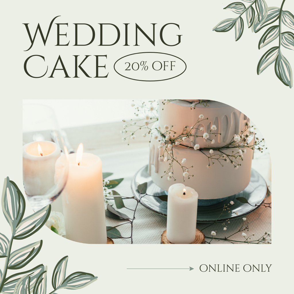 Offer Discounts on Delicious Wedding Cakes Instagramデザインテンプレート