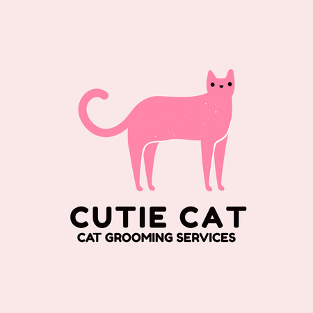Grooming Salon Services for Cats Promotion Logo Design Template