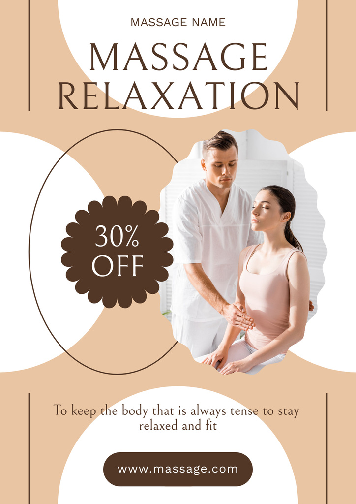 Massage Relaxation Therapist Services Offer Poster – шаблон для дизайна