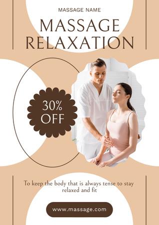 Massage Relaxation Therapist Services Offer Poster Design Template