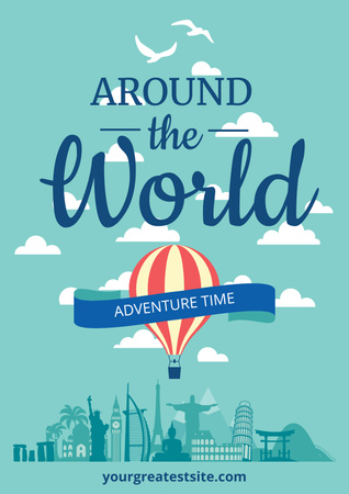 Around the world adventure Poster Design Template
