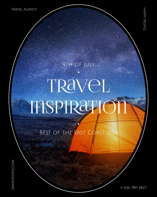 Ontwerpsjabloon van Poster 16x20in van USA Independence Day Tours with Cozy Tent at Night