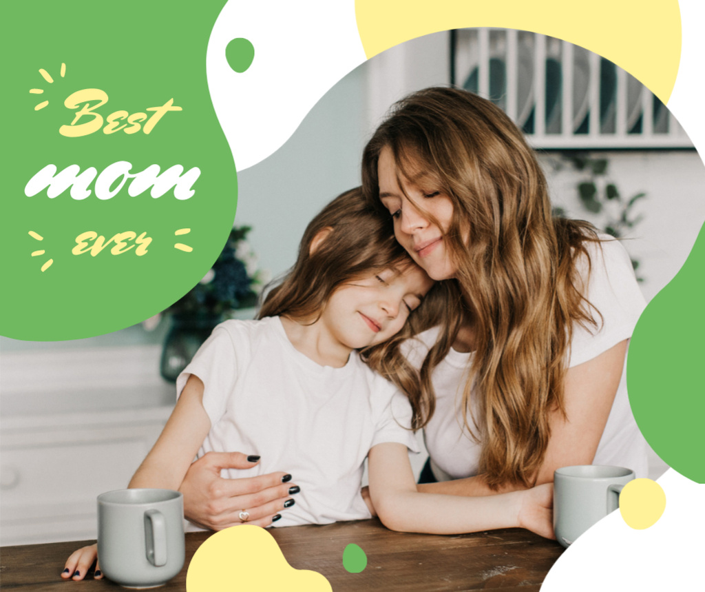 Heartwarming Wishes On Mother's Day With Mom and Daughter Facebook Modelo de Design