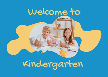 Kindergarten Apply Announcement Postcard Modelo de Design