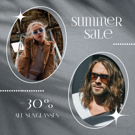 Summer Sale of Sunglasses Grey Instagram Design Template