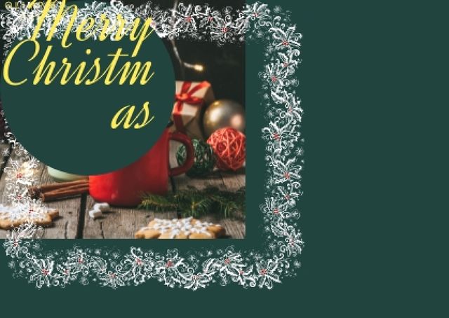 Ontwerpsjabloon van Card van Merry Christmas Greeting Cocoa with Ginger Cookies