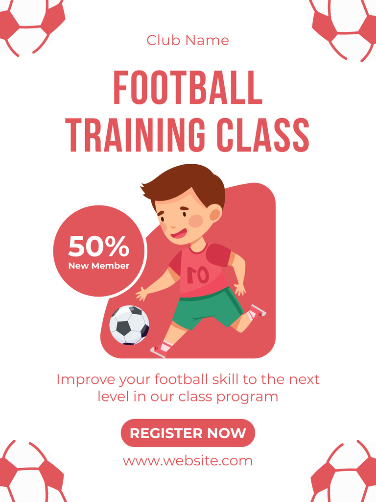 Football Lessons for Kids with Discount Poster US – шаблон для дизайна