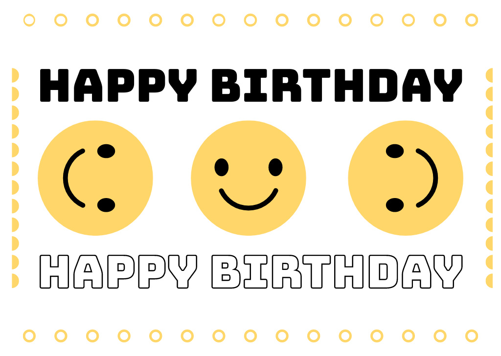 Designvorlage Happy Birthday with Funny Smileys für Card