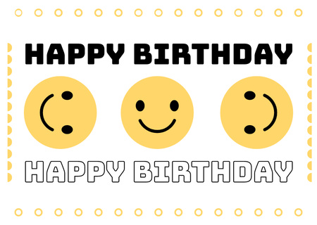 Happy Birthday with Funny Smileys Card Design Template