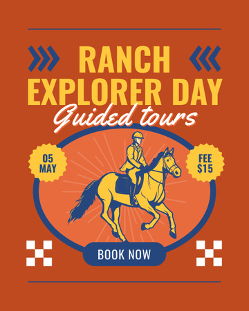 Plantilla de diseño de Impresionante día de explorador de ranchos con reservas y tours Instagram Post Vertical 