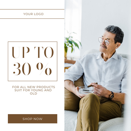 Template di design Age-Friendly Products Sale Offer In White Instagram