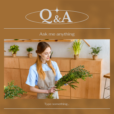 Série de perguntas e respostas com florista feminina Instagram Modelo de Design