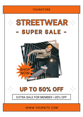 Streetwear Super Sale hirdetés elrendezése fényképpel Flayer tervezősablon