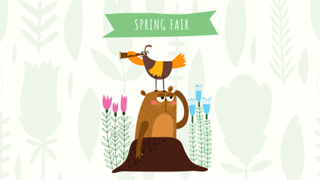 Illustration of Cute Groundhog FB event cover Design Template