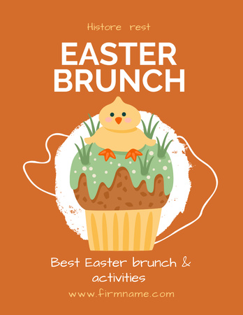 Plantilla de diseño de Easter Announcement with Chick on Orange Poster 8.5x11in 