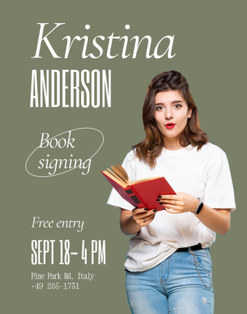 Book Signing Invitation with Author Poster 22x28in Design Template