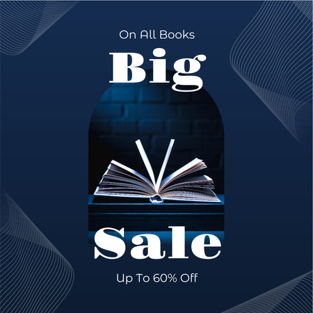 Plantilla de diseño de On All Books Big Sale Up to 60% Off Instagram 