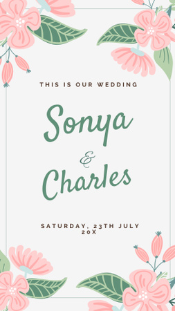 Wedding Celebration Announcement with Flowers Instagram Story Design Template