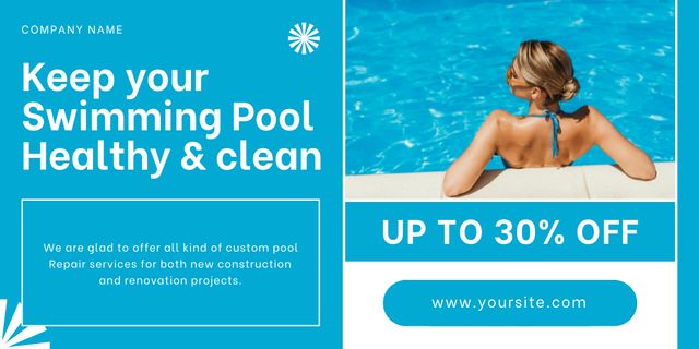 Water Pool Chlorination and Sanitization Twitter Design Template