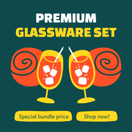 Premium Glassware Sale Special Offer with WIneglasses Instagram Design Template