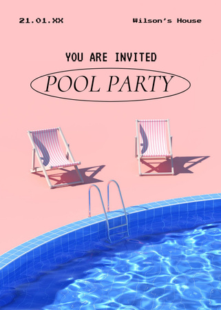 Template di design pool party annuncio con ragazzi giovani Flayer
