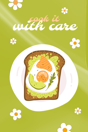 Delicious Sandwich with Fried Egg Pinterest Design Template