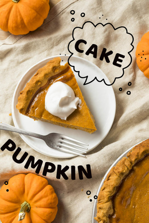 Delicious Pumpkin Cake on Plate Pinterest Design Template