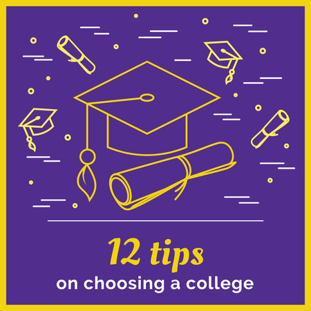 Főiskolai tippek kiválasztása érettségi sapkával Instagram AD tervezősablon