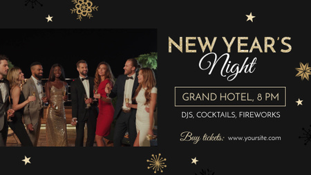 New Year Eve Night With Toasts And Confetti Full HD video Design Template