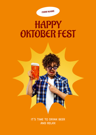 Oktoberfest Celebration With Relax Postcard 5x7in Vertical Design Template