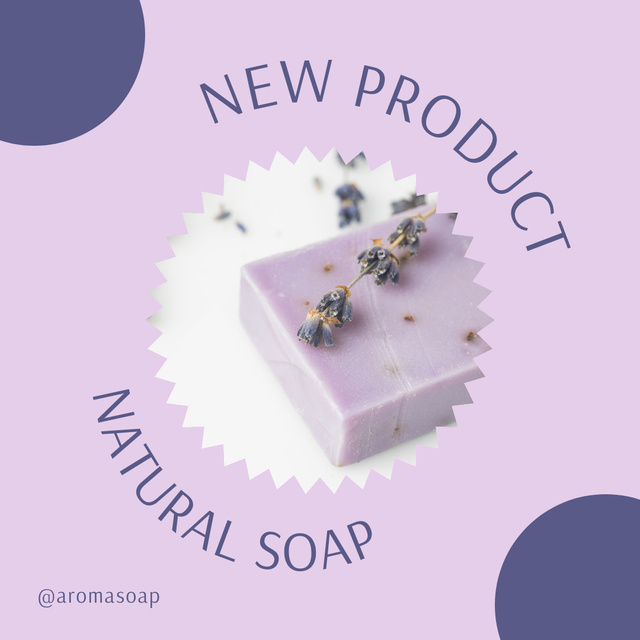 Designvorlage New Natural Cosmetic Soap Offer in Purple für Instagram