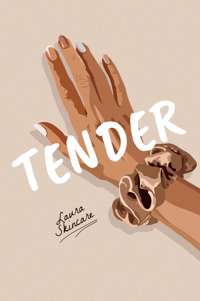 Skincare Ad with Tender Woman's Hand Pinterest Design Template