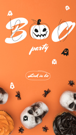 halloween party oznámení s roztomilou kočkou v kostýmu Instagram Story Šablona návrhu
