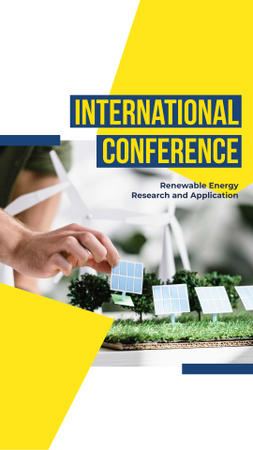 Szablon projektu Renewable Energy Conference Announcement with Solar Panels Model Instagram Story