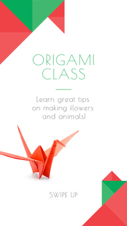 Ontwerpsjabloon van Instagram Story van Origami Courses Announcement with Paper Animal