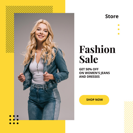 Fashion Sale with Casual Female Clothes Instagram Design Template