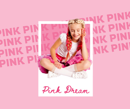 Cute Little Girl in Pink Outfit Facebook Design Template