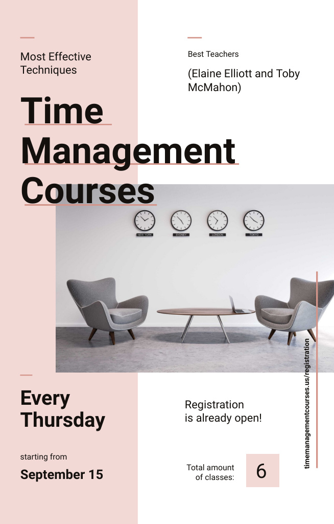Time Management Courses With Conference Room Invitation 4.6x7.2inデザインテンプレート