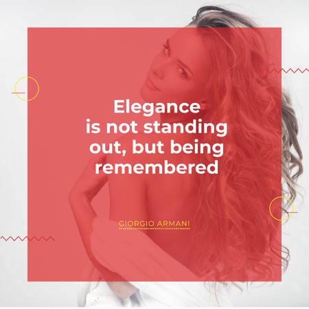 Elegance quote with Young attractive Woman Instagram AD Design Template
