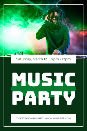 Plantilla de diseño de Impresionante fiesta musical con DJ y humo Pinterest 