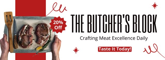 Meat of Best Quality in Butcher Shop Facebook cover Design Template