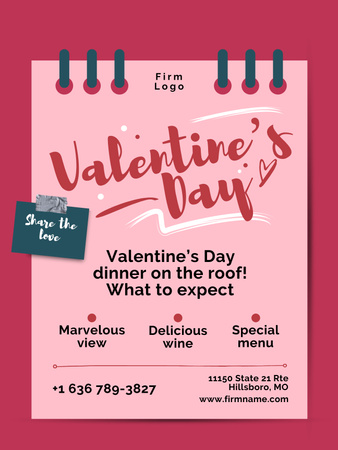 Platilla de diseño Valentine's Day Dinner Offer Poster US