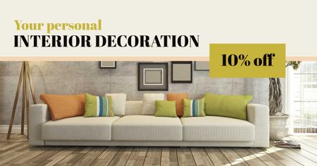 Platilla de diseño Interior decoration masterclass with Sofa in room Facebook AD