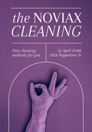 Cleaning Service Ad with Violet Glove Poster 28x40in Design Template