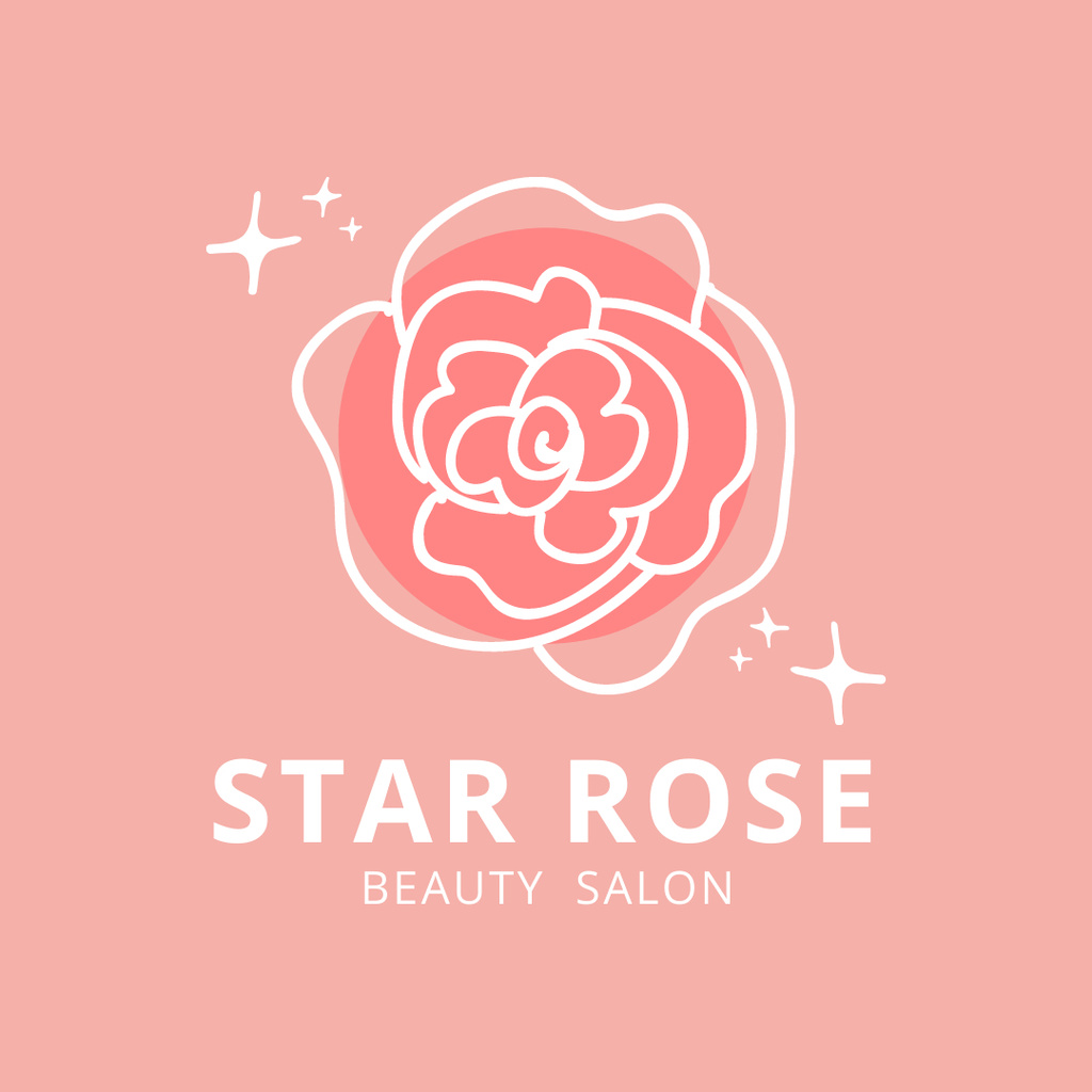 Beauty Studio Ad with Rose Logo 1080x1080pxデザインテンプレート