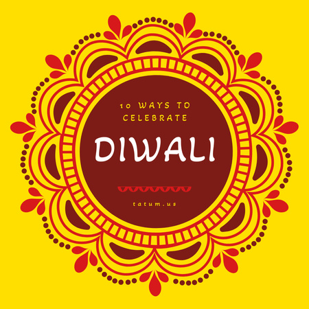 Happy Diwali Greeting Mandala in Yellow Instagram Design Template