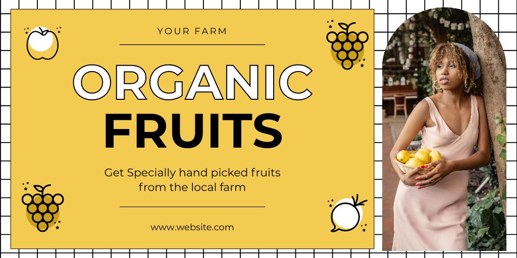 Organic Fruits for Sale Twitter Design Template