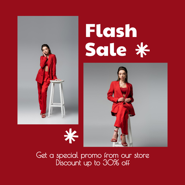 Elegant Red Clothing Sale Offer Instagram tervezősablon