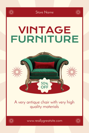 Designvorlage Angebot für historische Möbel und Sessel für Pinterest